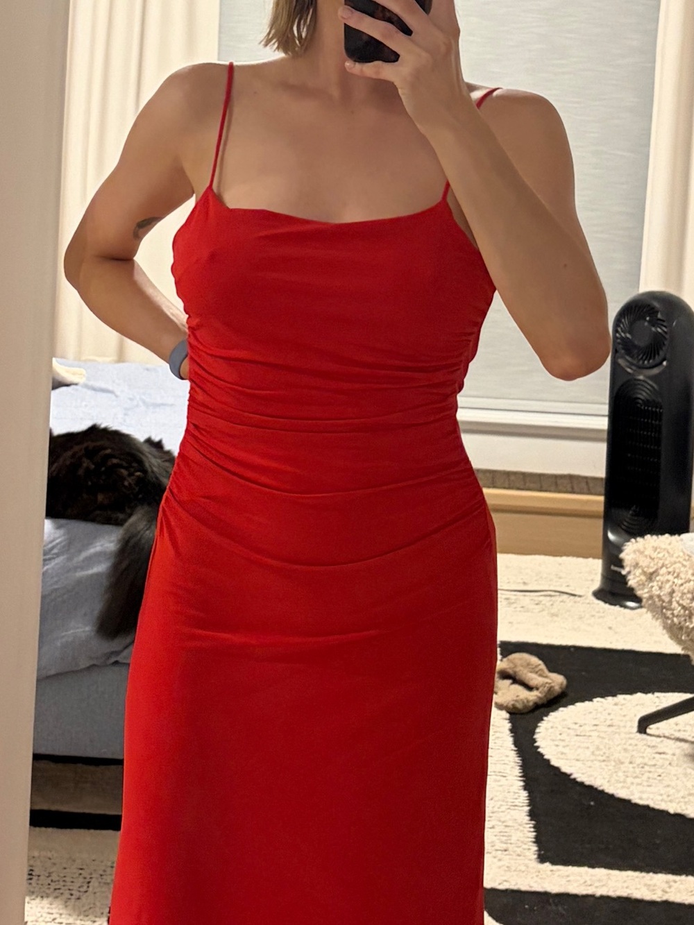 Red Zara Satin Effect Open Back Maxi Slip Dress Size M